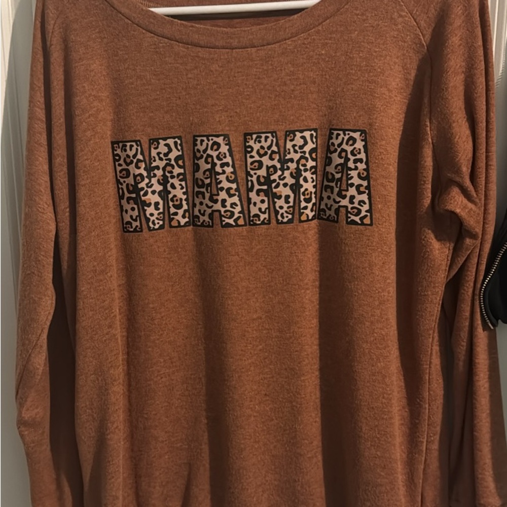 Brown 'MAMA' Long Sleeve Top